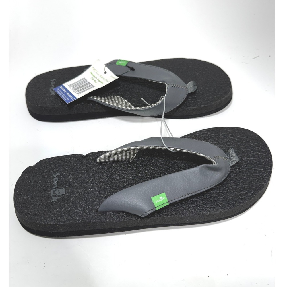 Sanuk Womens Yoga Mat Flip Flop Black Grey Gingham Sandals Size 7 SWS2908C NEW - Picture 6 of 7